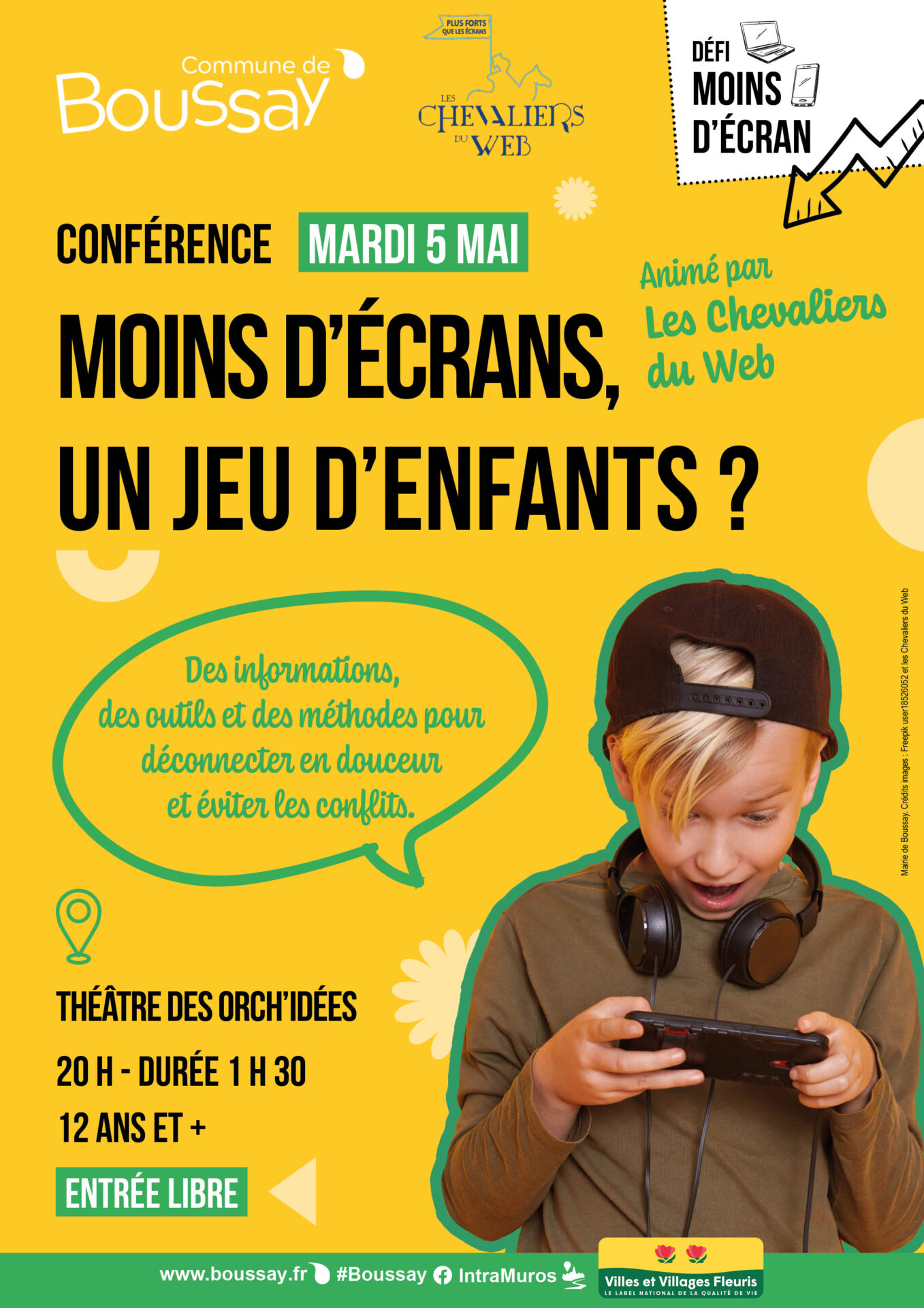 Affiche conférence Moins d'écrans, un jeu d'enfants