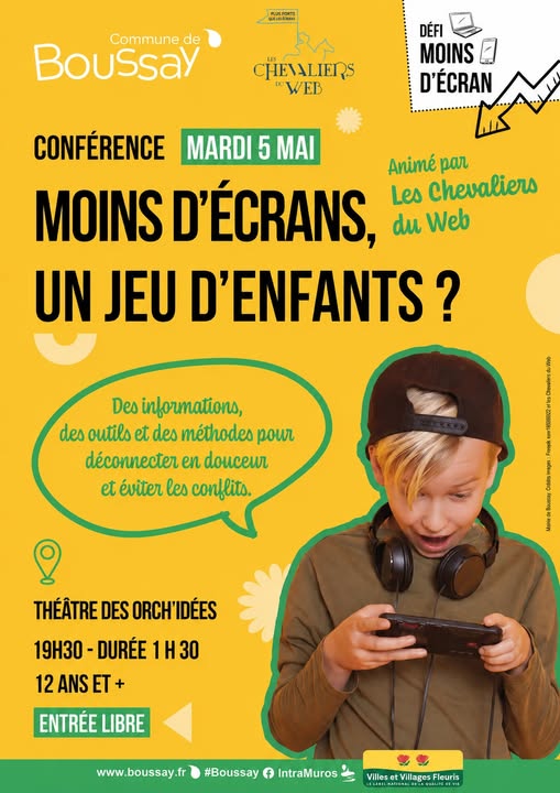 Affiche conférence Moins d'écrans, un jeu d'enfants