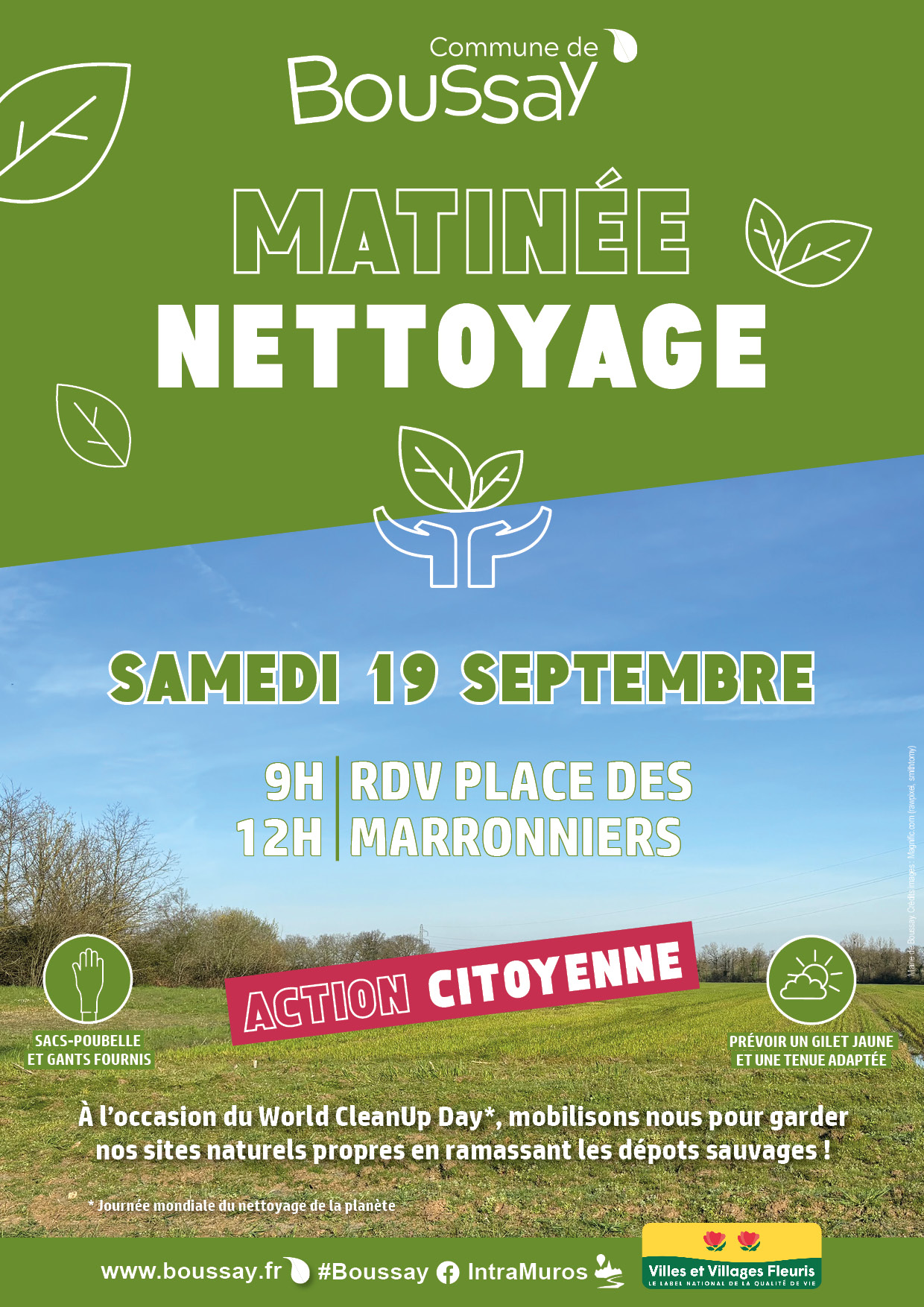 Affiche matinée nettoyage à Boussay